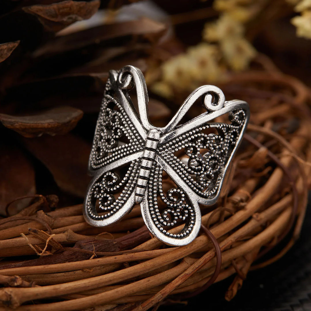 Vintage Silver Butterfly Ring - Lunaie