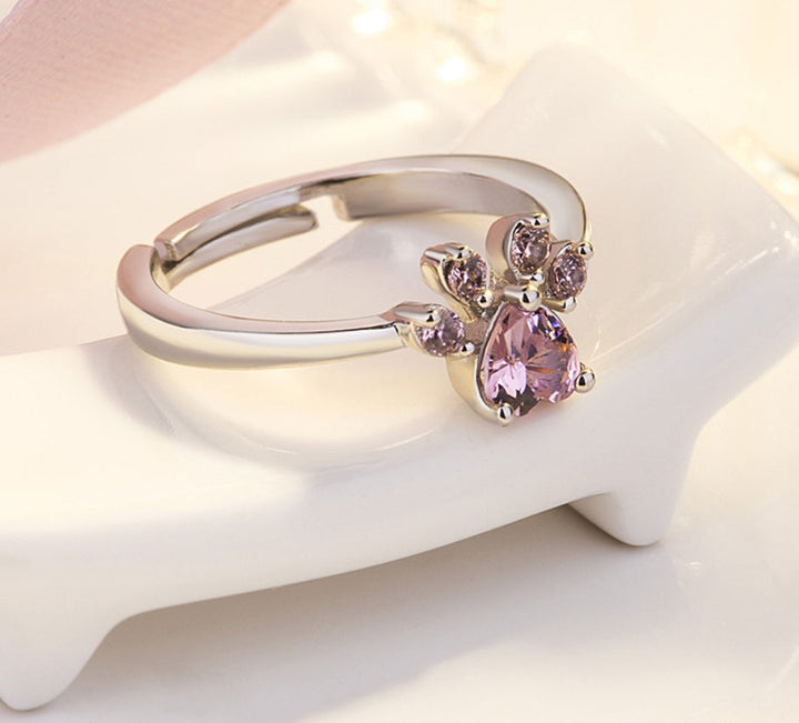 TALINA - 4-piece Jewelry Set in Rose Gold with Paw & Zirconia Heart