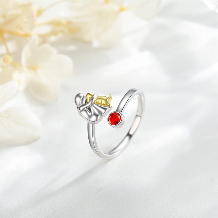 Sterling Silver Dog & Girl Ring - Adjustable and Symbolic - Reinhart
