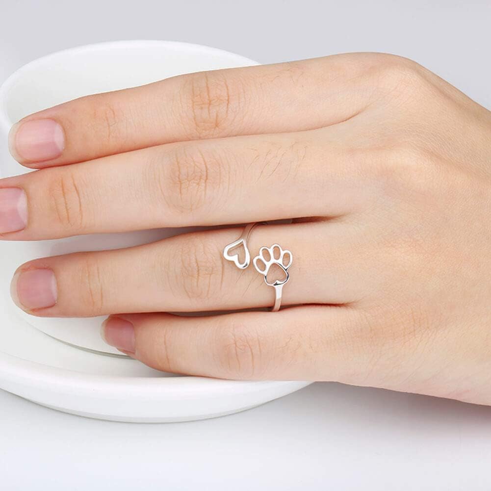 NIVI - Adjustable Paw-Heart Ring Made From Hand-Finished