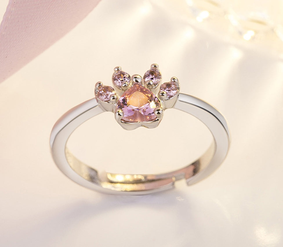 TALINA - 4-piece Jewelry Set in Rose Gold with Paw & Zirconia Heart