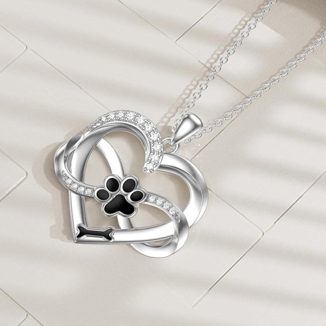Infinity Heart & Paw Necklace with Zirconia - Sulzer