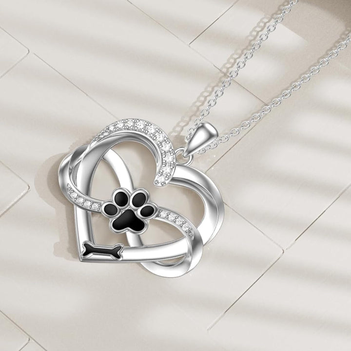 Infinity Heart & Paw Necklace with Zirconia - Sulzer