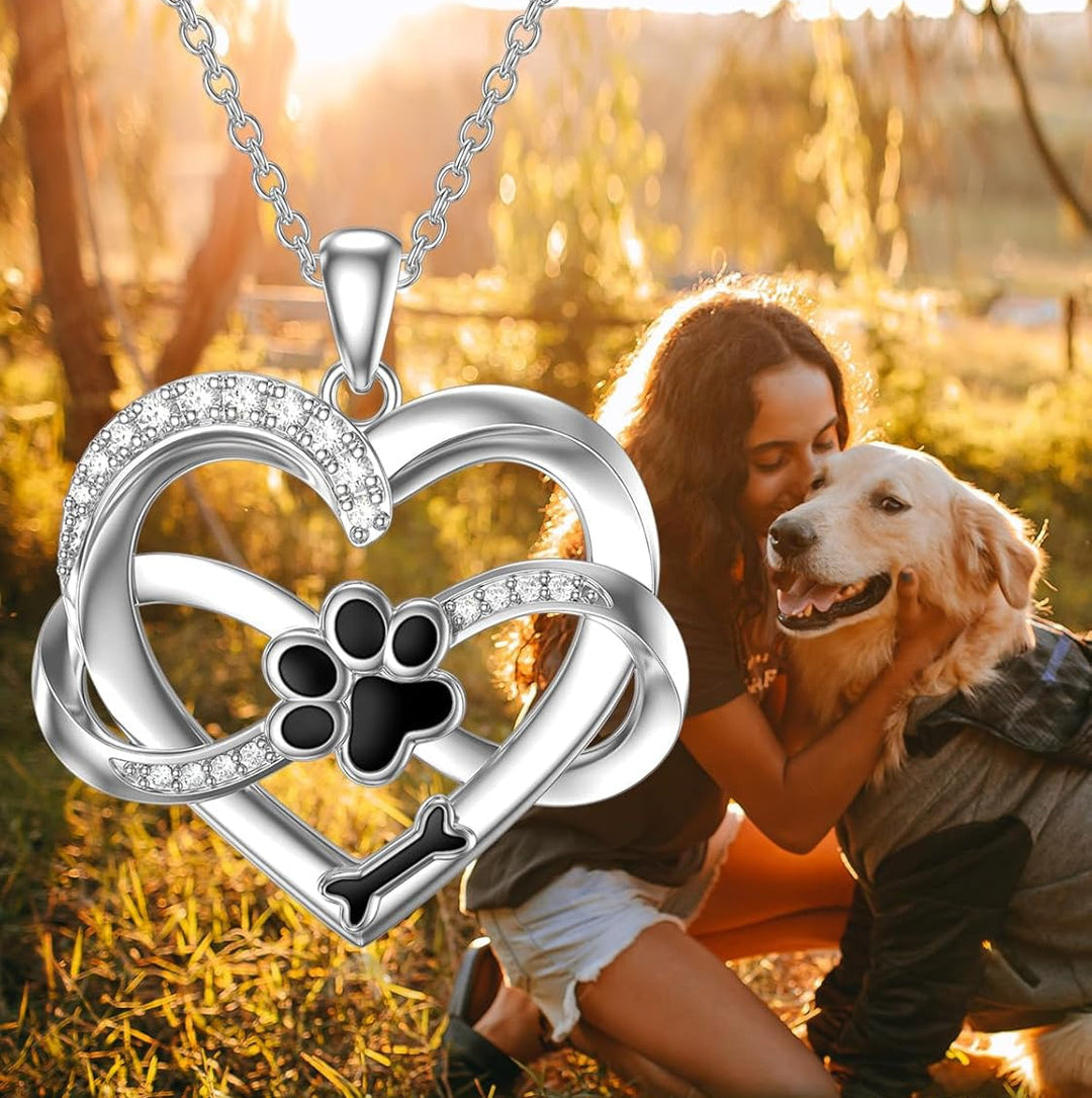 Infinity Heart & Paw Necklace with Zirconia - Sulzer