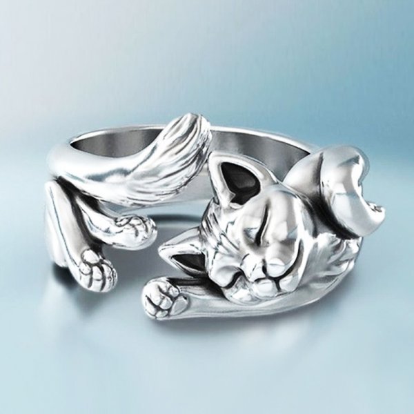 MIRELLE - Vintage Silver Cat Ring