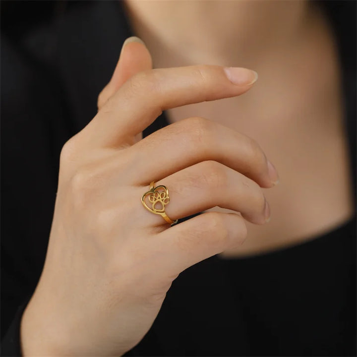 Gold Tone Paw & Heart for Animal Lovers - BECKKY