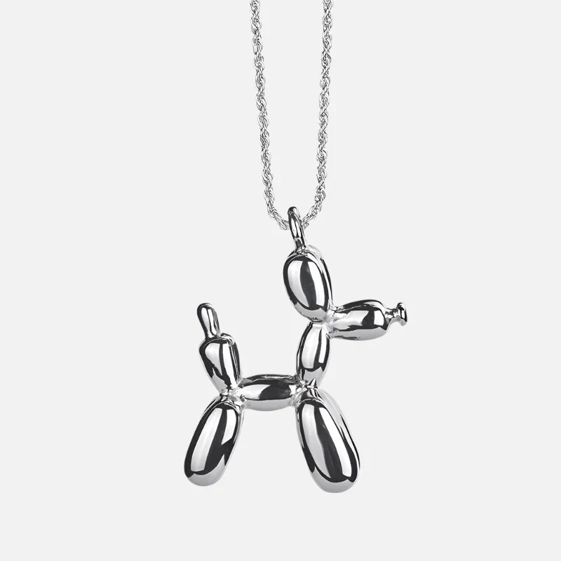 JUNO - Necklace with Balloon Dog Pendant in Silver and Gold