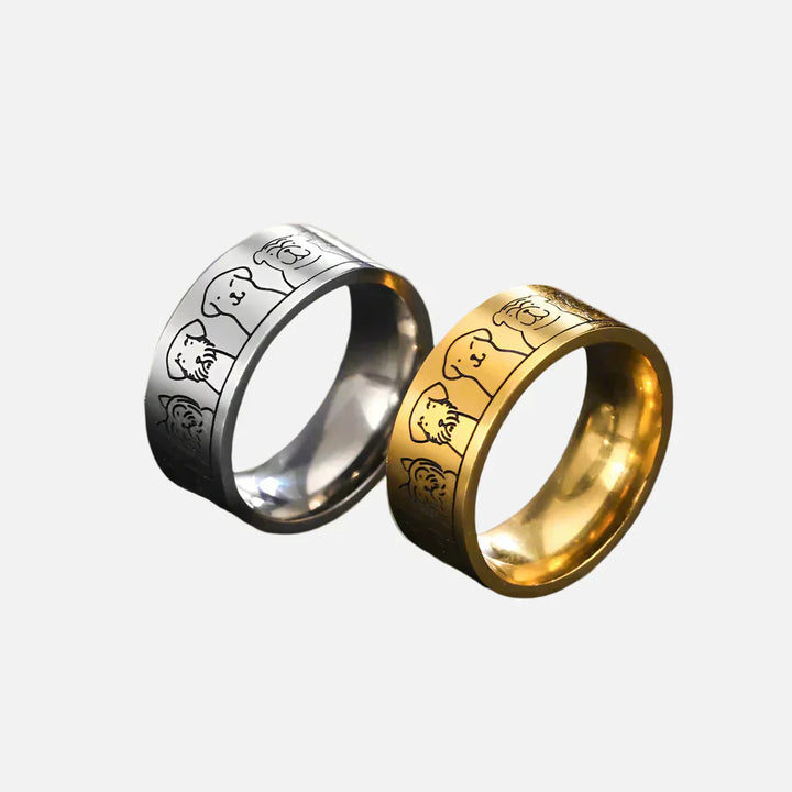 NIKA - Wide Gold and Silver Ring with Engraved Paw for Ladies