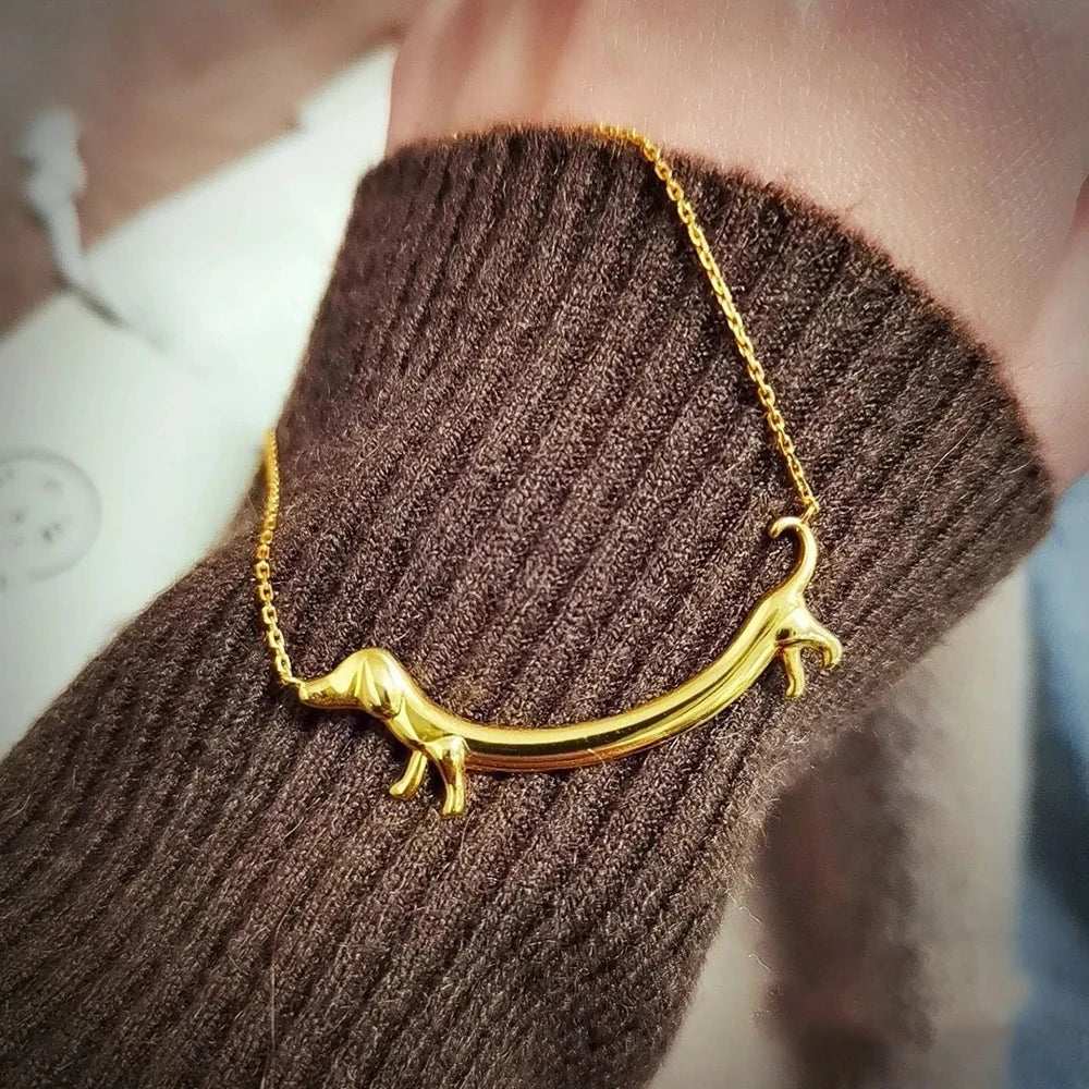 LILOU - Dachshund Necklace in Silver and Gold