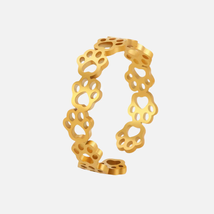 OVA - Adjustable Paw Print Ring in Silver and Gold