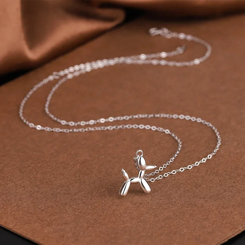 JUNO - Necklace with Balloon Dog Pendant in Silver and Gold