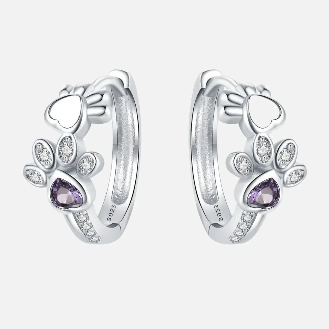 Paw Huggie earrings in  - with zirconia and heart jewel - eagle