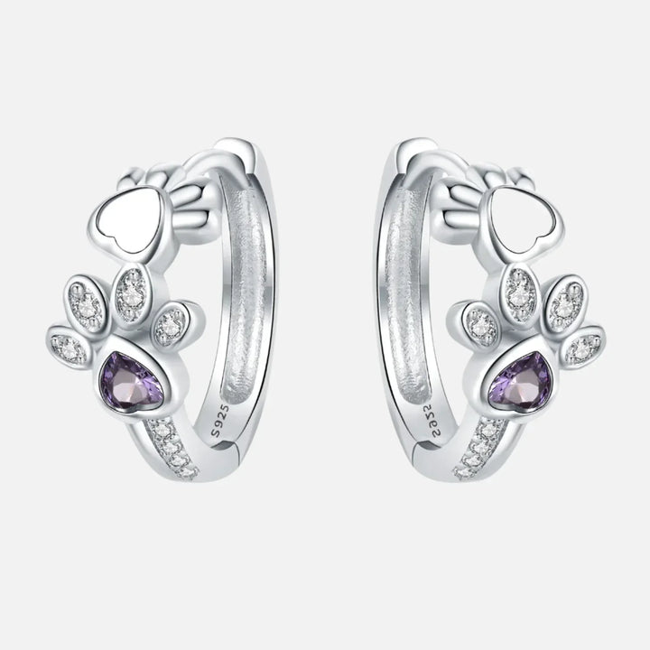 Paw Huggie earrings in  - with zirconia and heart jewel - eagle