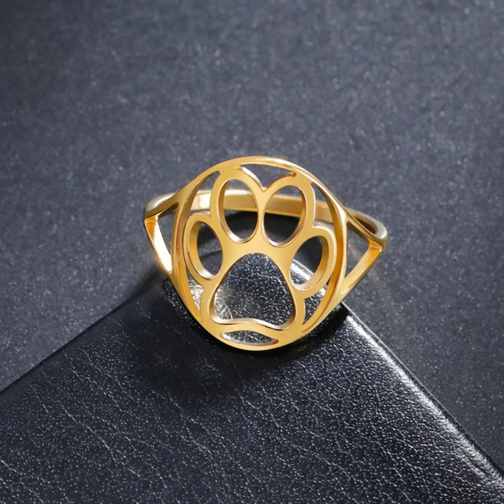 PAWLA - Open Gold and Silver Ring with Paw Motif