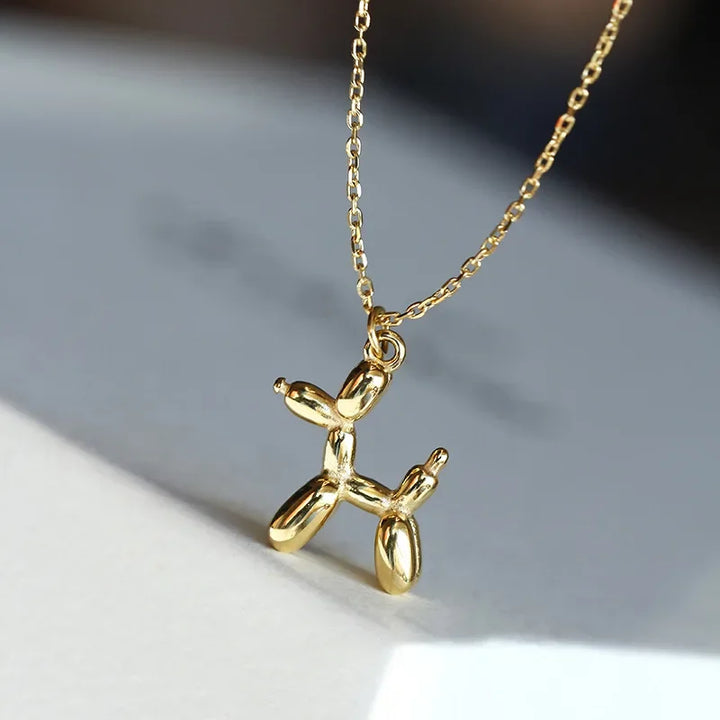 JUNO - Necklace with Balloon Dog Pendant in Silver and Gold