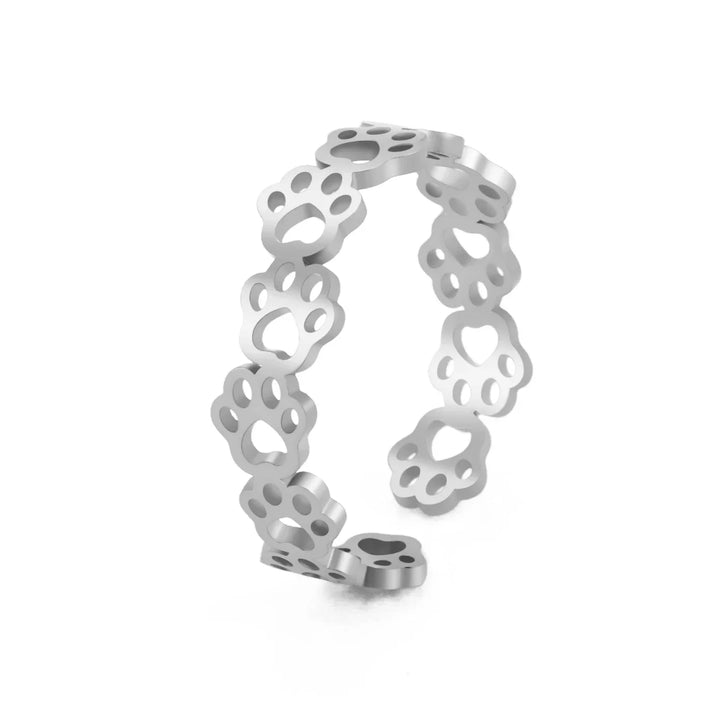 OVA - Adjustable Paw Print Ring in Silver and Gold