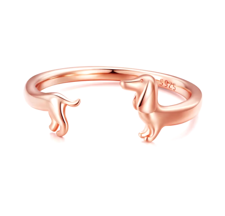 PEPI - Adjustable Silver and Gold Dachshund Ring in Wrap