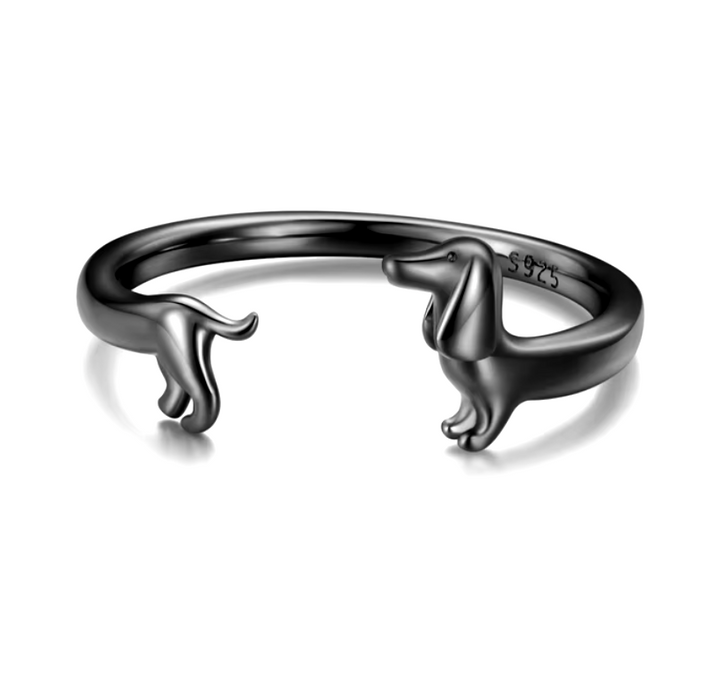 PEPI - Adjustable Silver and Gold Dachshund Ring in Wrap