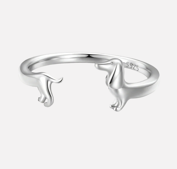 PEPI - Adjustable Silver and Gold Dachshund Ring in Wrap