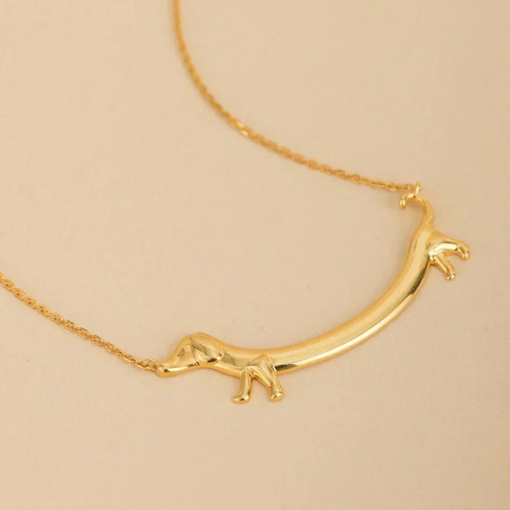 LILOU - Dachshund Necklace in Silver and Gold