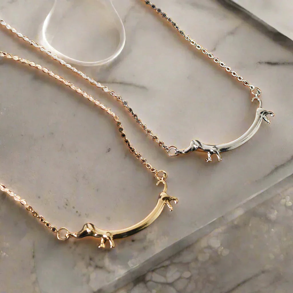 LILOU - Dachshund Necklace in Silver and Gold