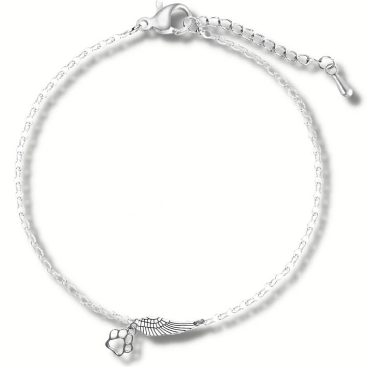 Silver Memorial Bracelet with Angel Wings & Paw Print | Marike