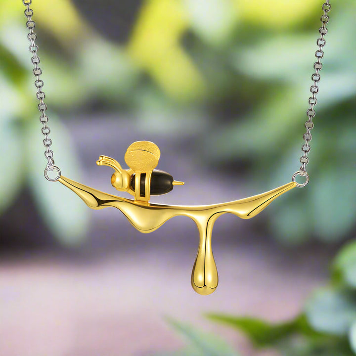 MELINA - Dripping Honey & Bee Necklace