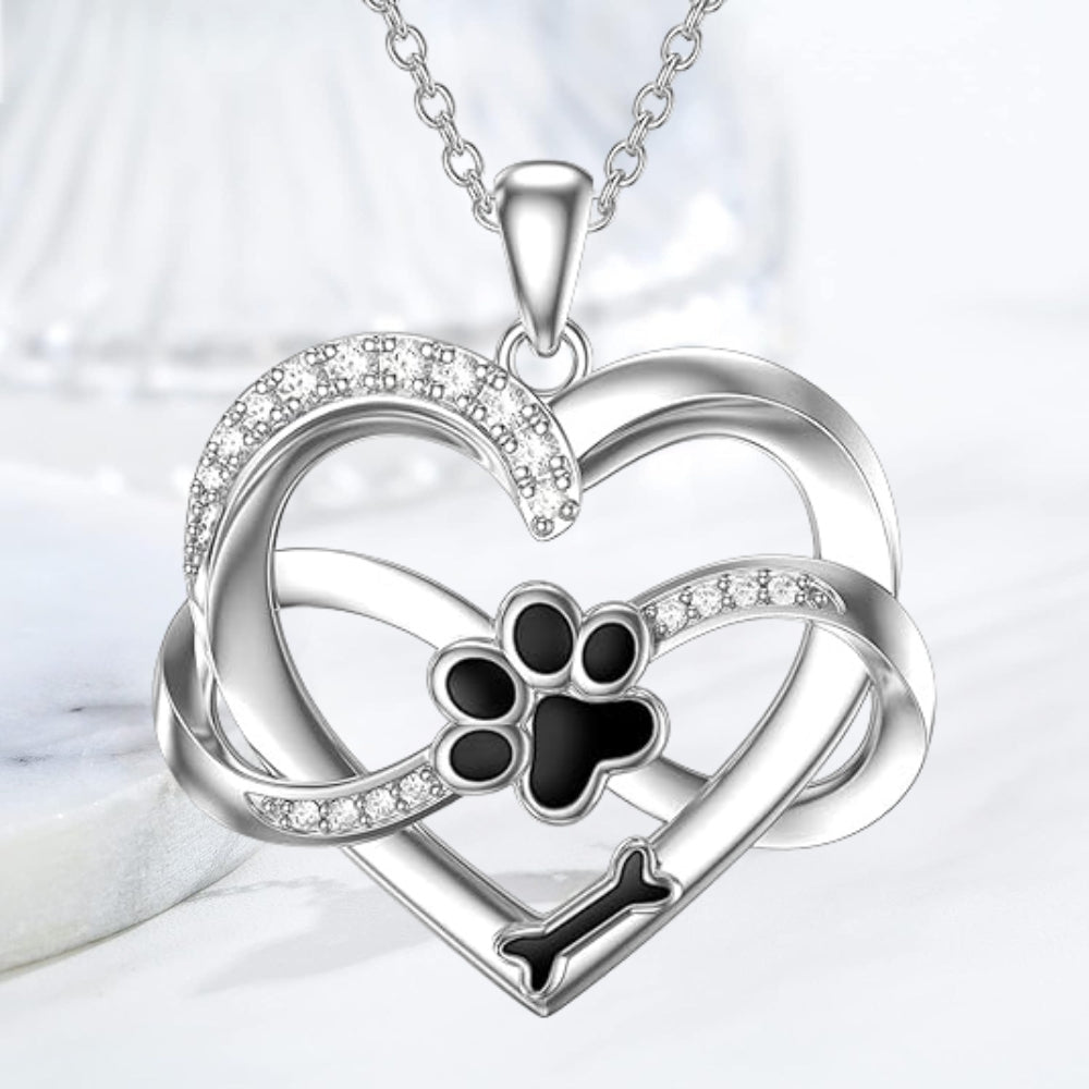Infinity Heart & Paw Necklace with Zirconia - Sulzer
