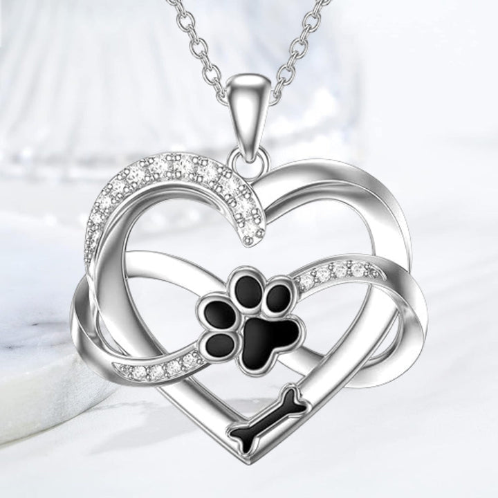Infinity Heart & Paw Necklace with Zirconia - Sulzer