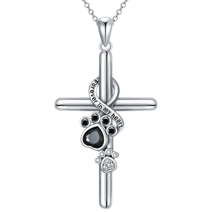 LYORA - Paw & Cross Necklace in Silver